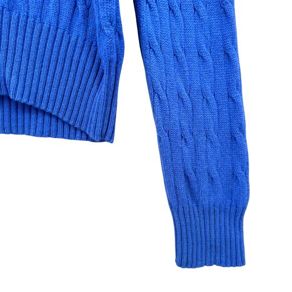 Polo by Ralph Lauren Men’s 100% Cashmere Cerulean Blue Cable Knit Dad Sweater - Picture 4 of 6